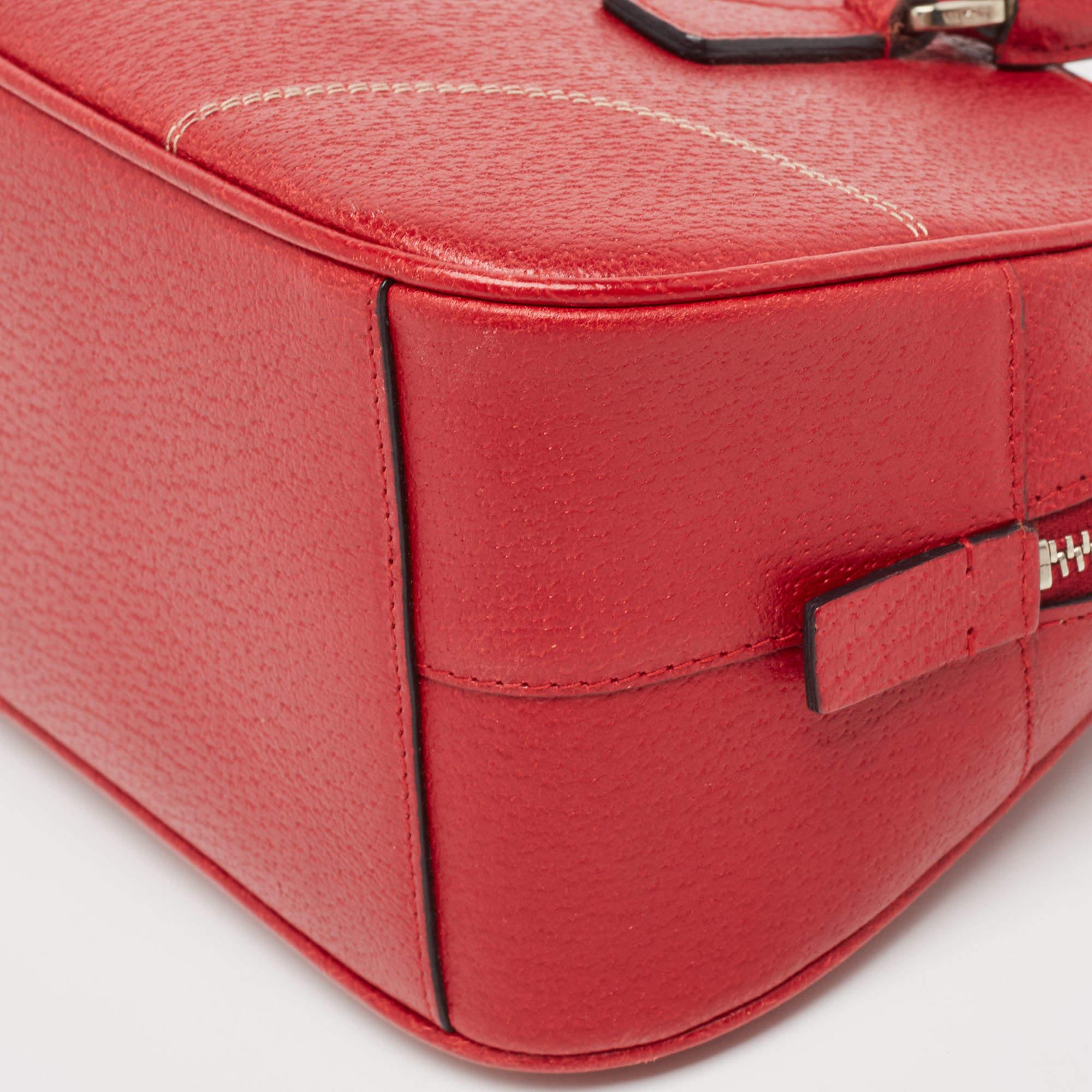 Prada Red Leather Mini Bowler Bag For Sale 8