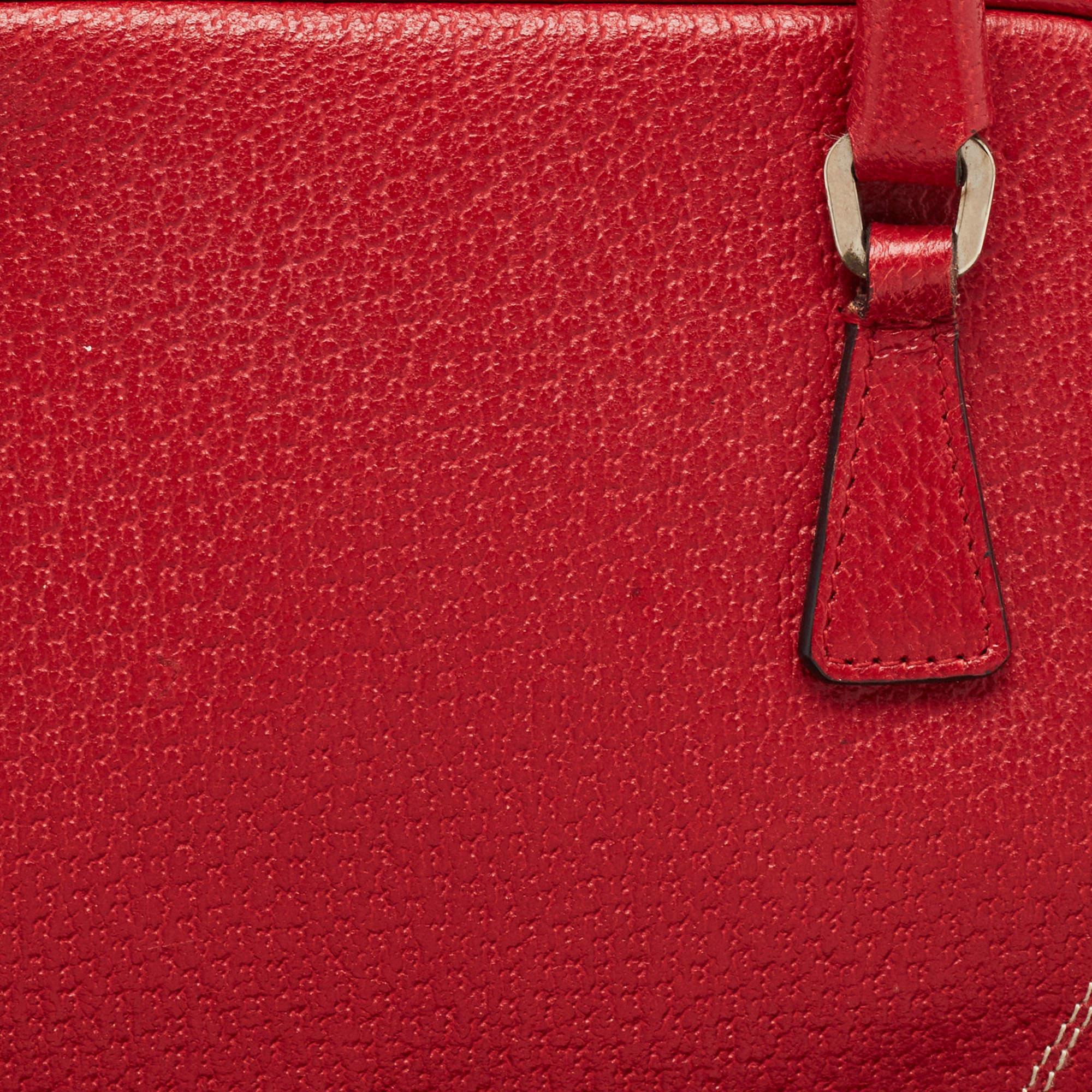 Women's Prada Red Leather Mini Bowler Bag For Sale