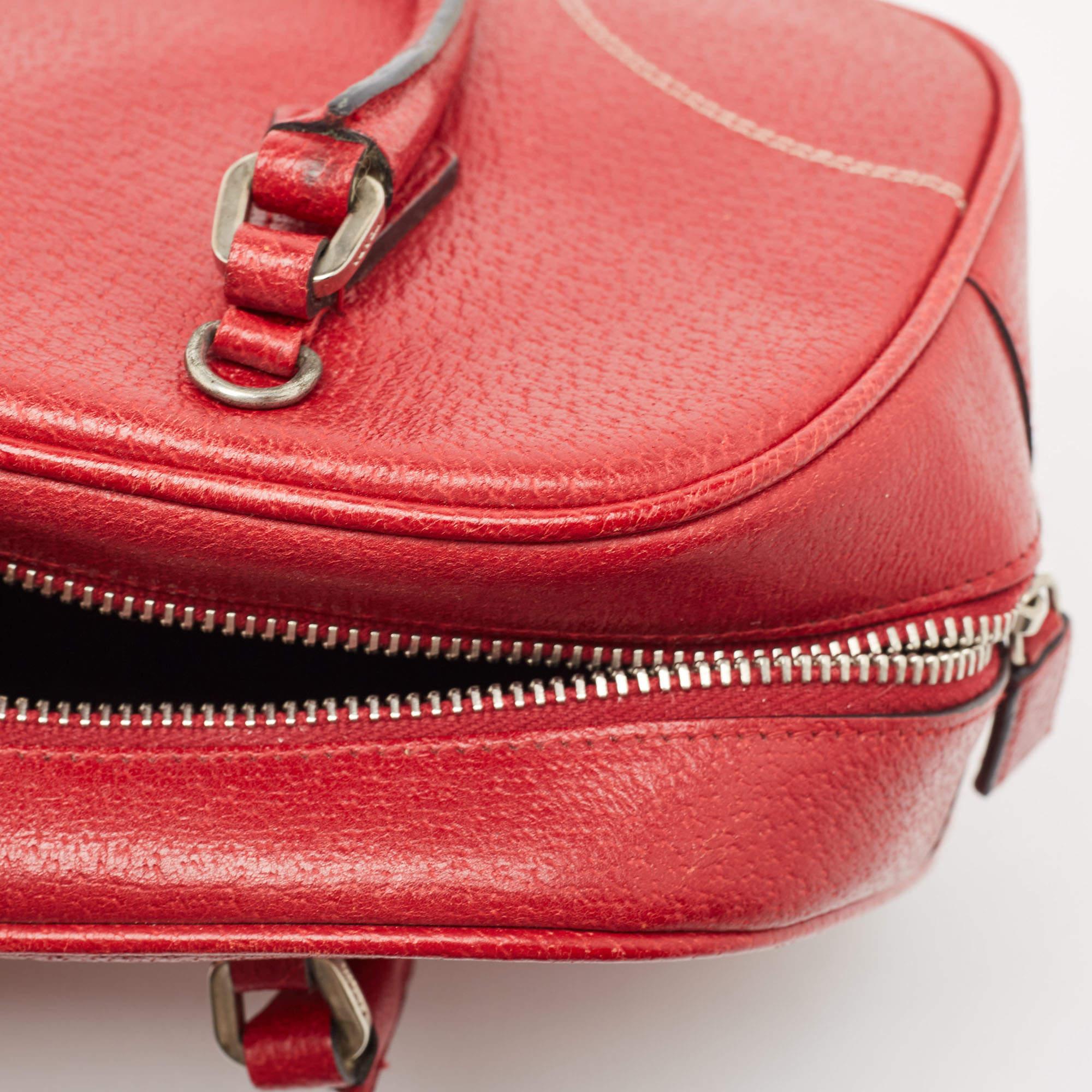 Prada Red Leather Mini Bowler Bag For Sale 2