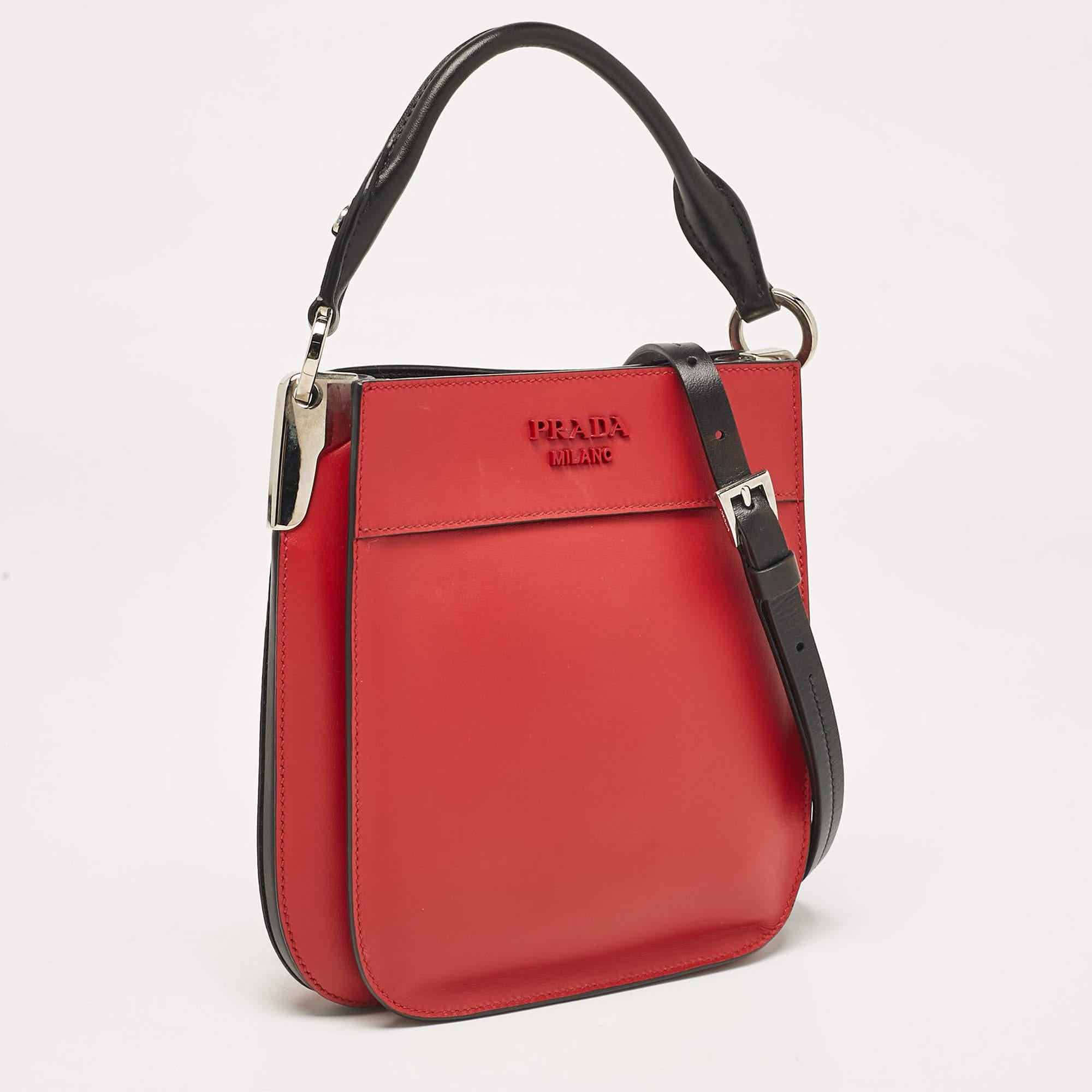 Prada Red Leather Mini Margit Hobo In Excellent Condition For Sale In Dubai, Al Qouz 2