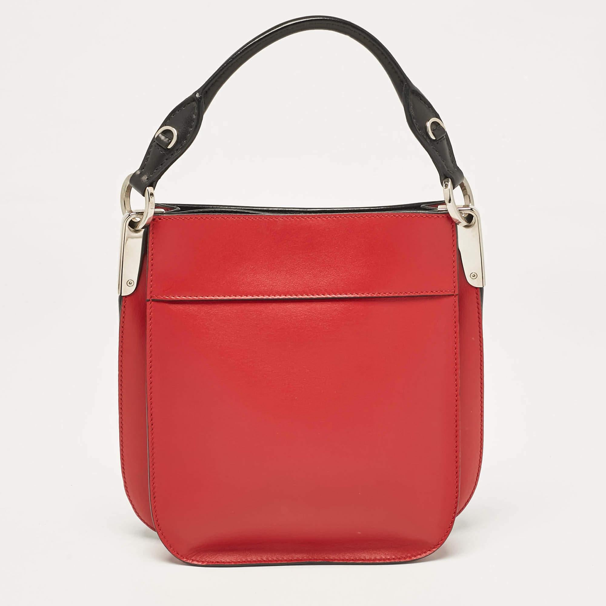 Women's Prada Red Leather Mini Margit Hobo For Sale