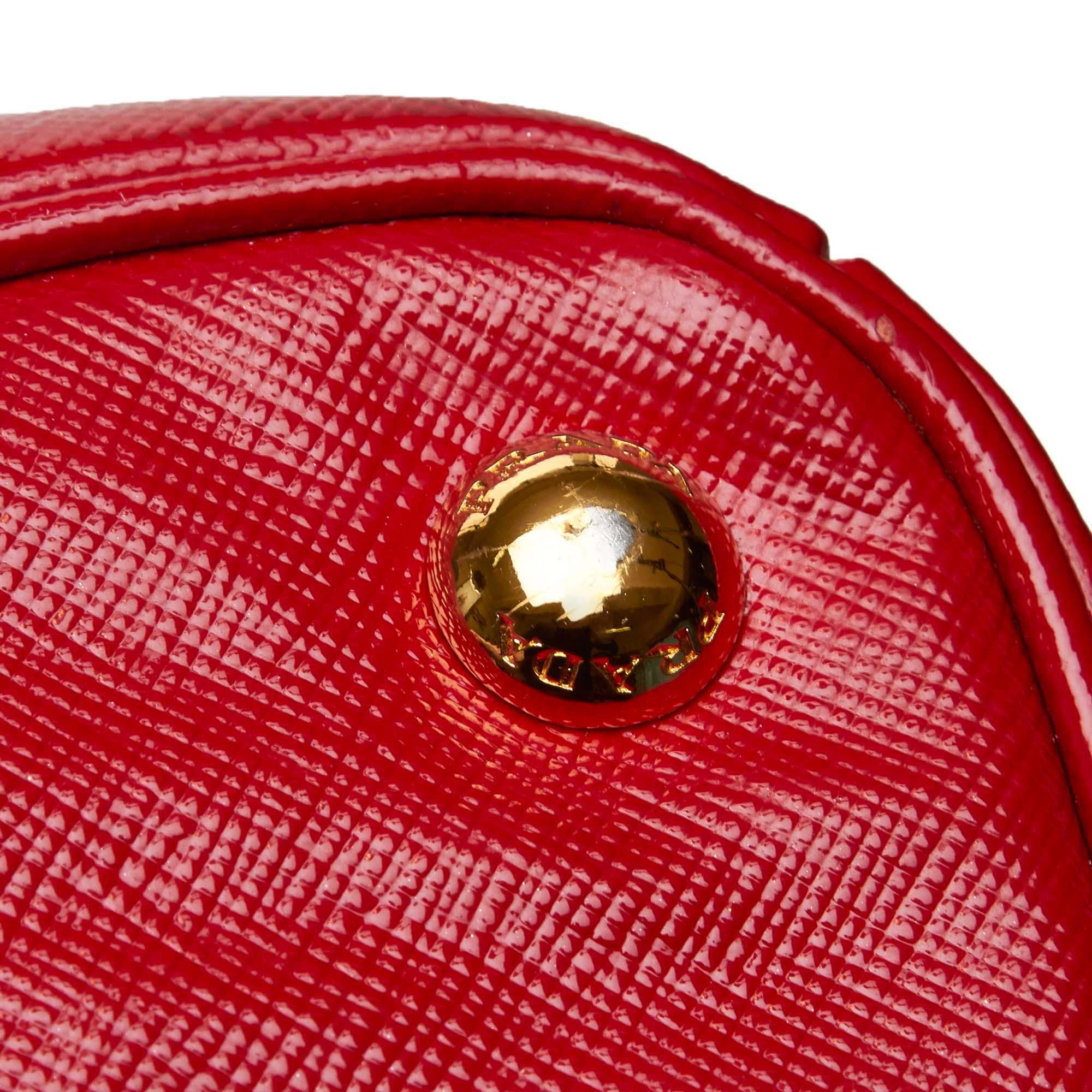 Prada Red  Leather Saffiano Lux Handbag Italy w/ Authenticity Card 6