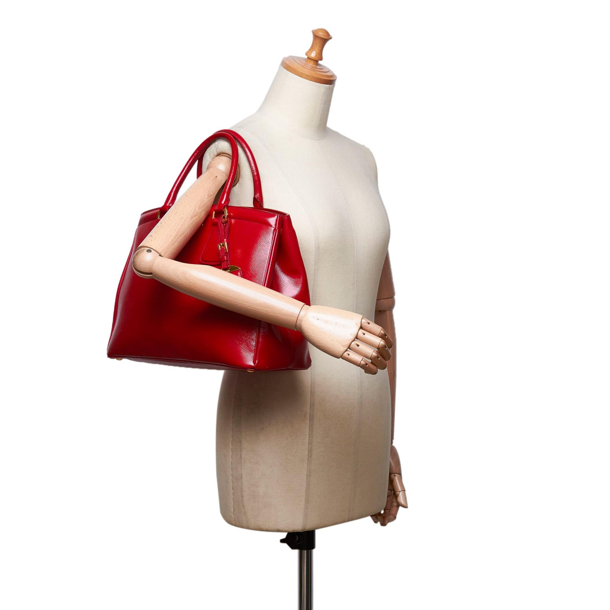 Prada Red  Leather Saffiano Lux Handbag Italy w/ Authenticity Card 9