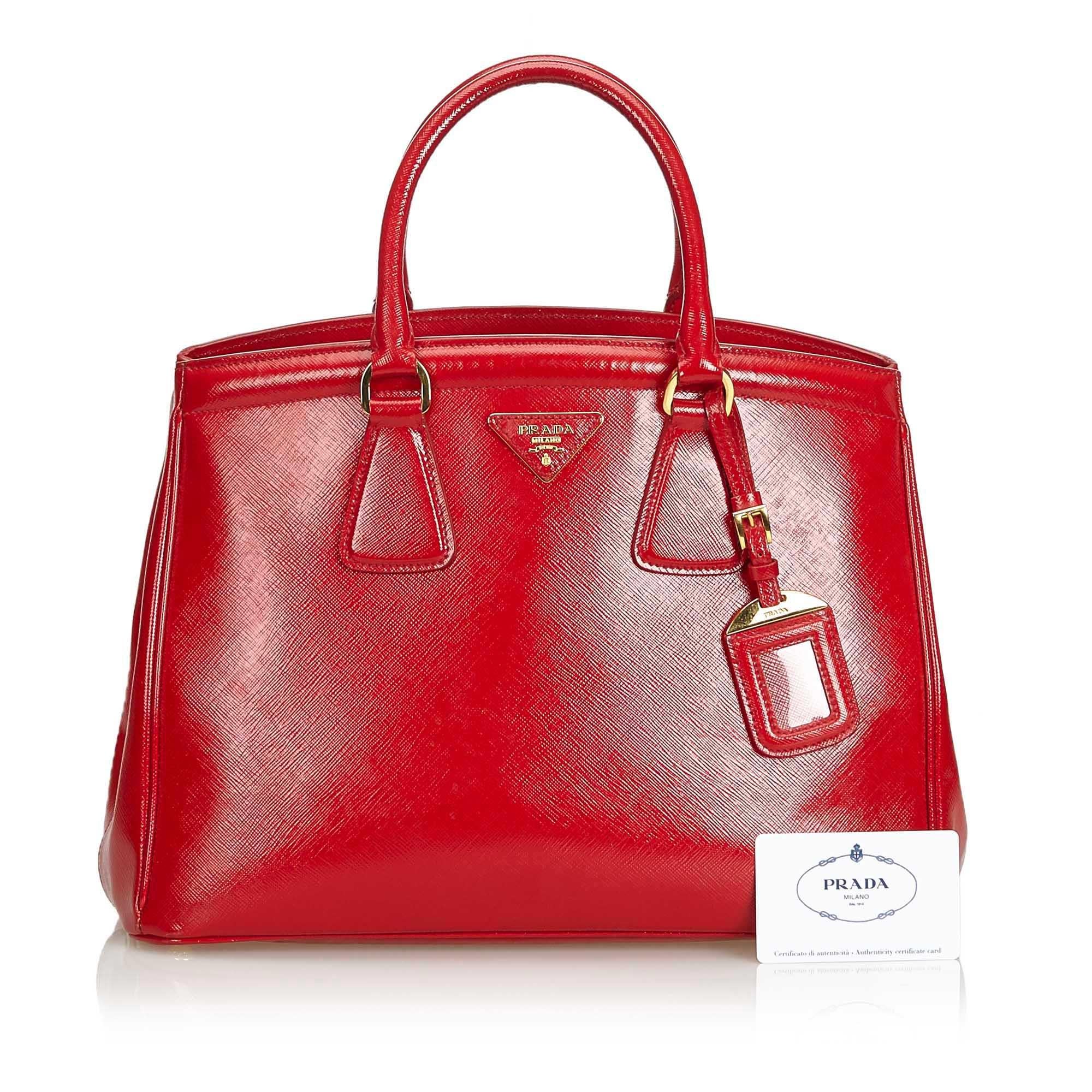 Prada Red  Leather Saffiano Lux Handbag Italy w/ Authenticity Card 10