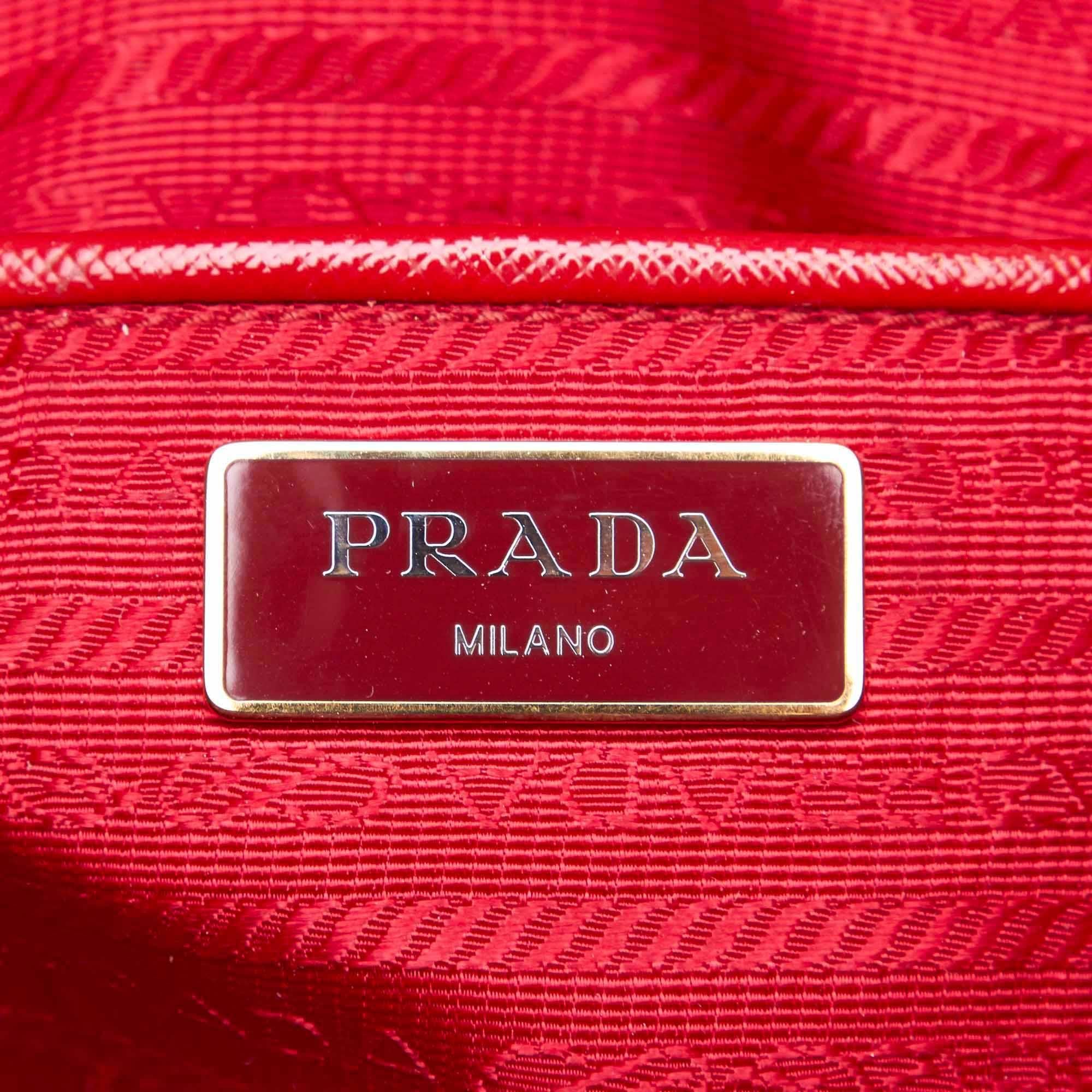 Prada Red  Leather Saffiano Lux Handbag Italy w/ Authenticity Card 3