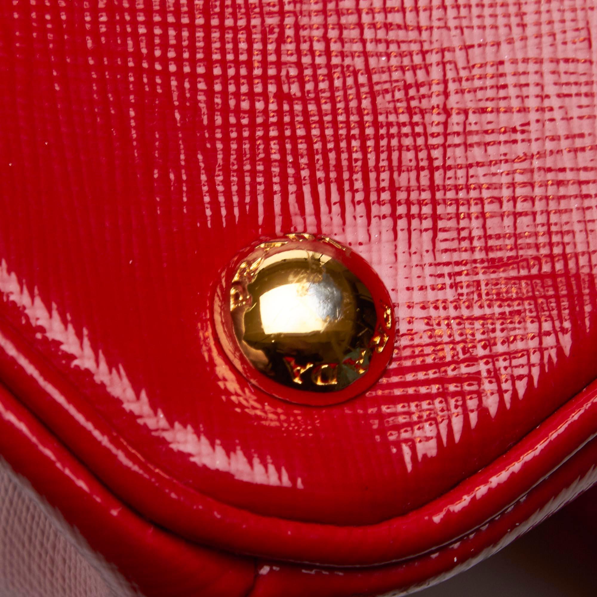 Prada Red  Leather Saffiano Lux Handbag Italy w/ Authenticity Card 5