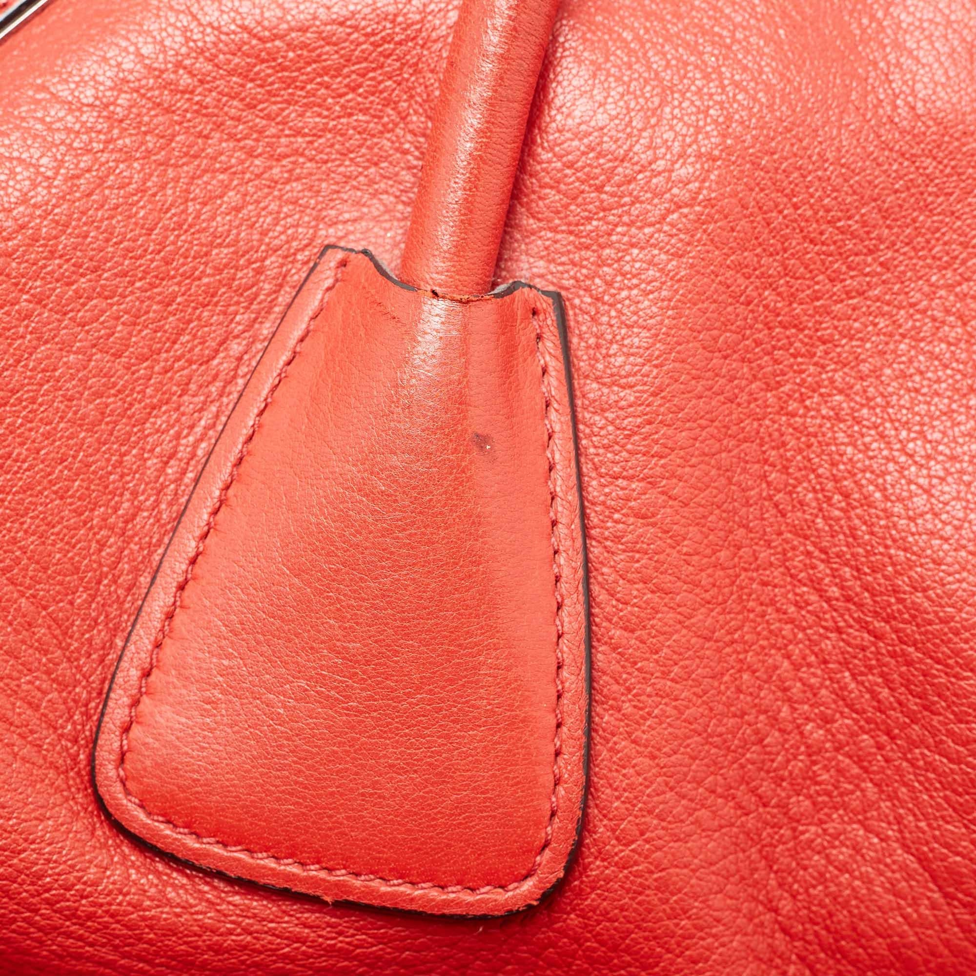 Prada Red Leather Shopper Tote For Sale 11