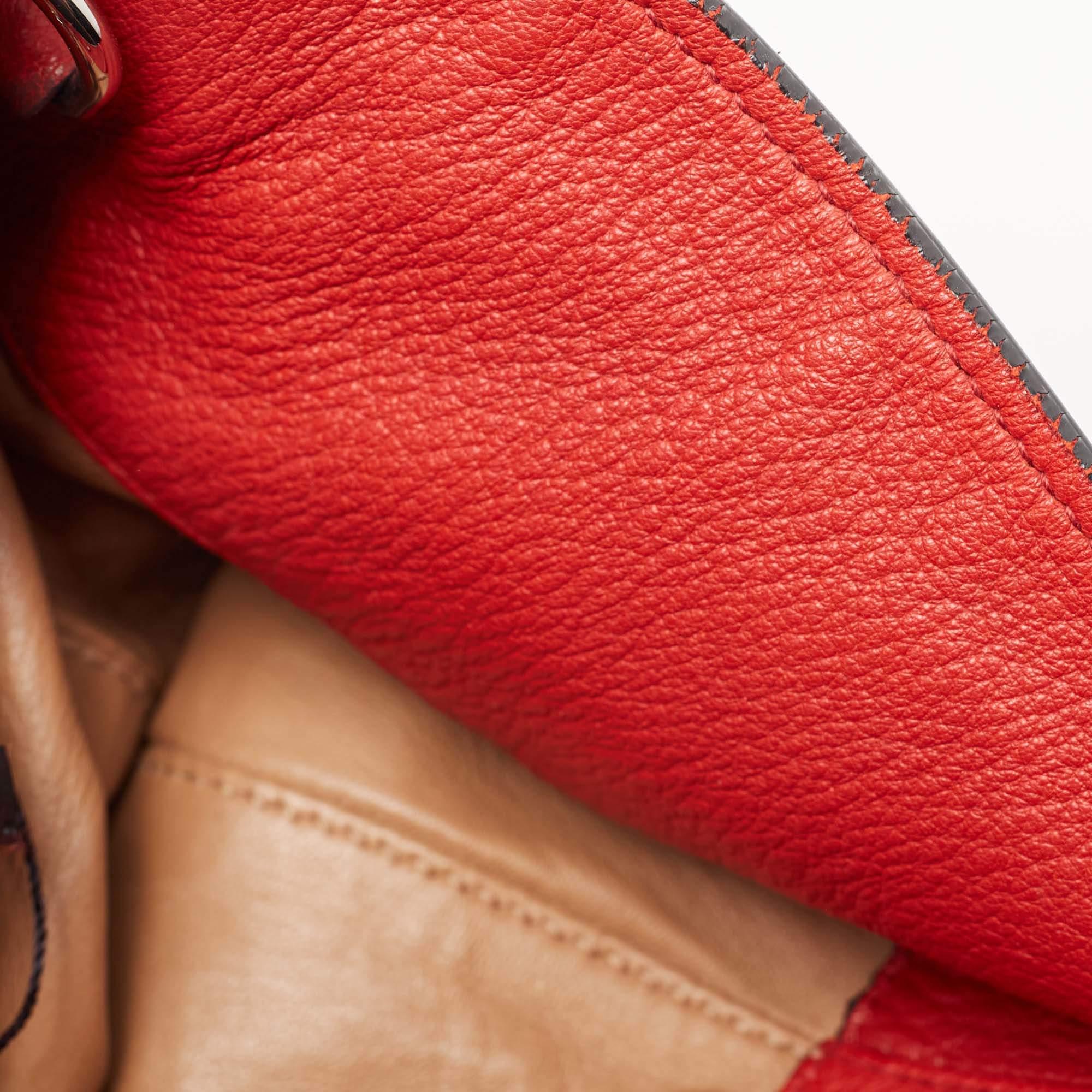 Prada Red Leather Shopper Tote For Sale 5