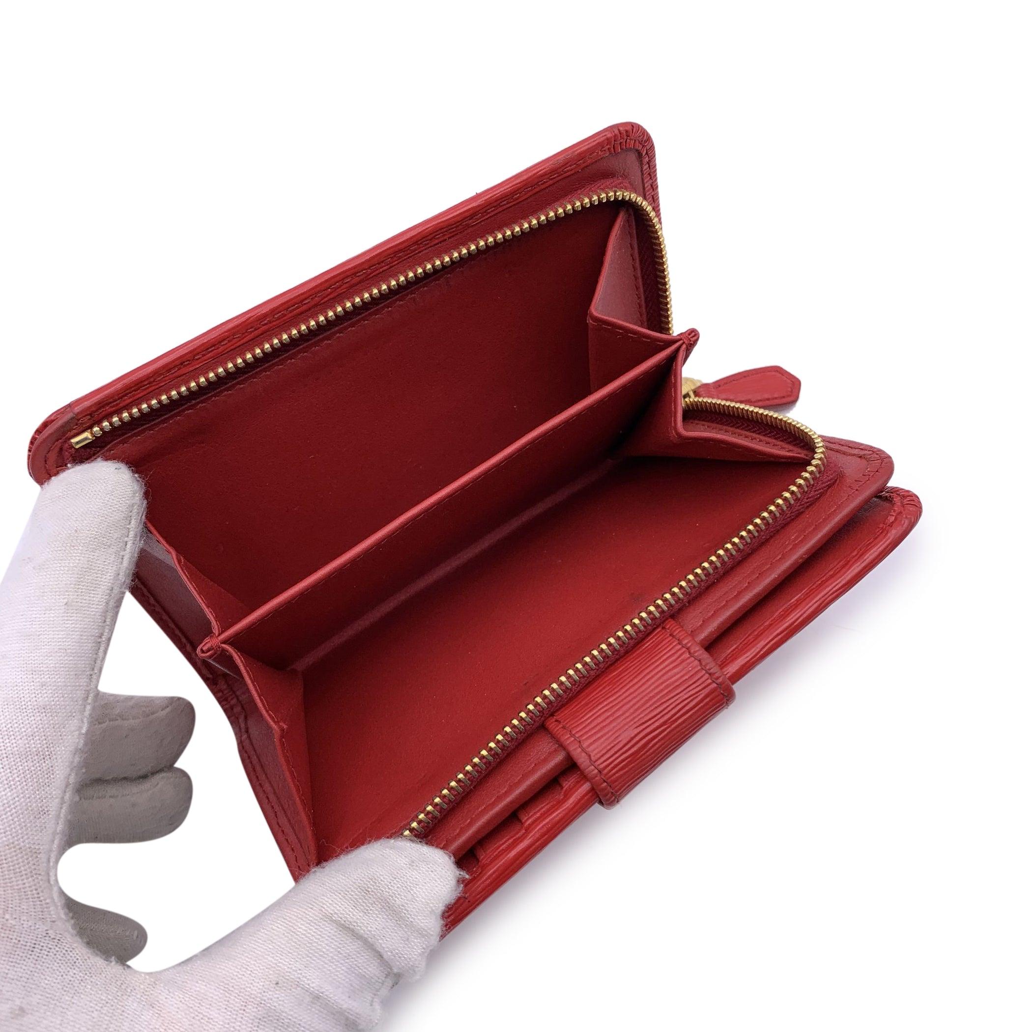 Women's Prada Red Leather Small French Wallet Coin Purse 1ML225