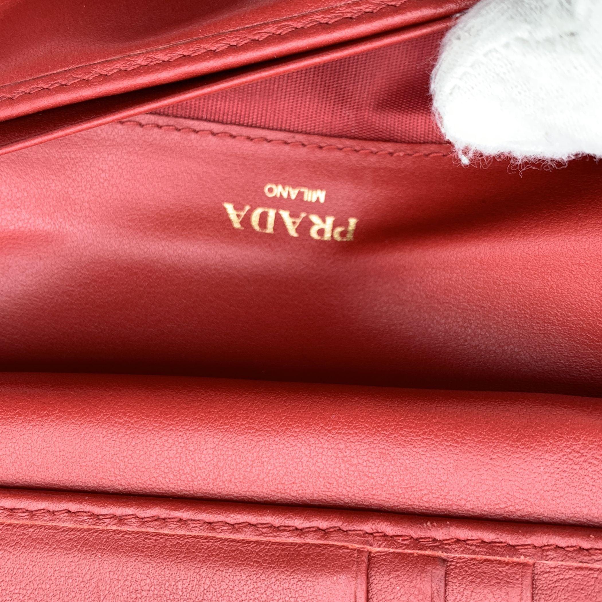 Prada Red Leather Small French Wallet Coin Purse 1ML225 1