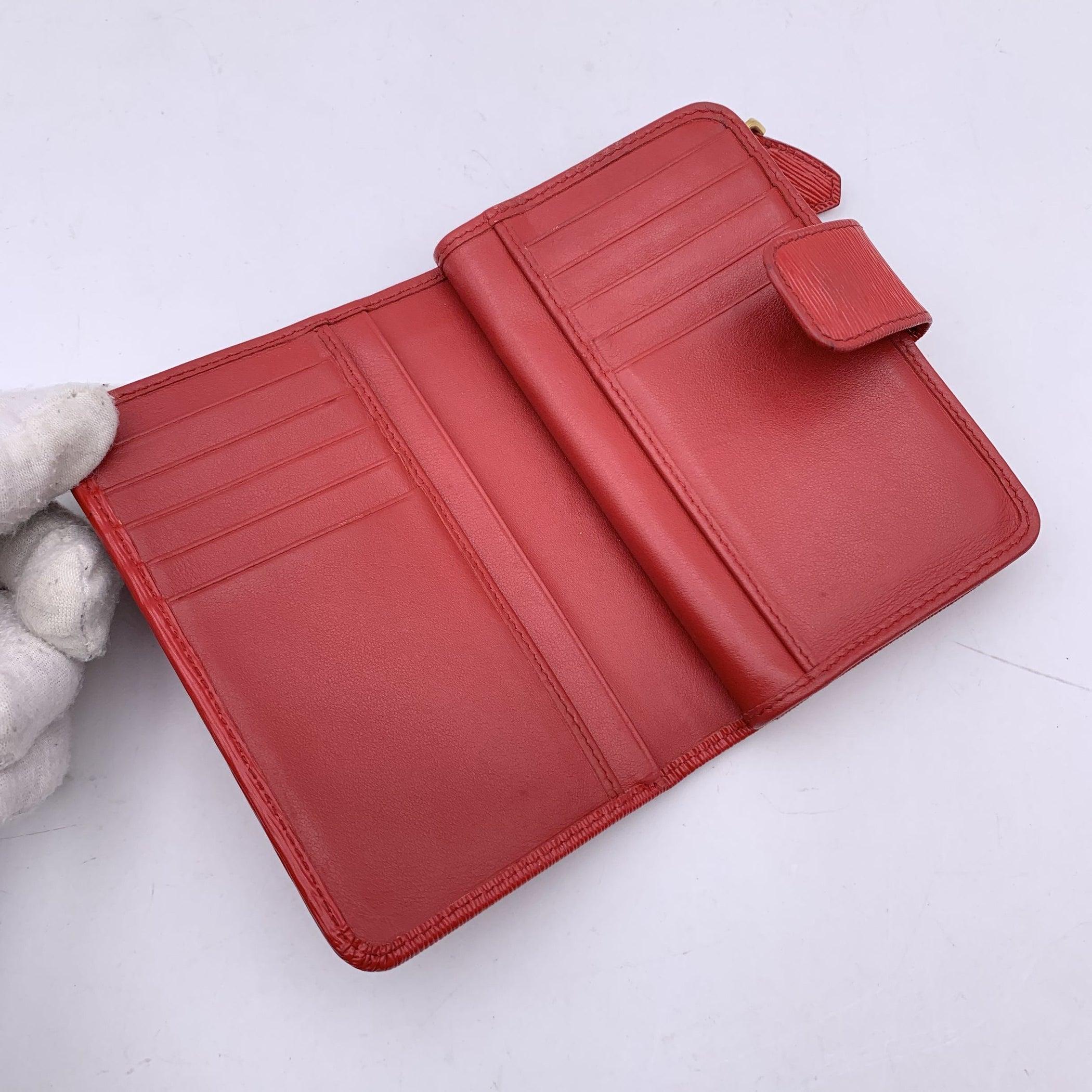 Prada Red Leather Small French Wallet Coin Purse 1ML225 2