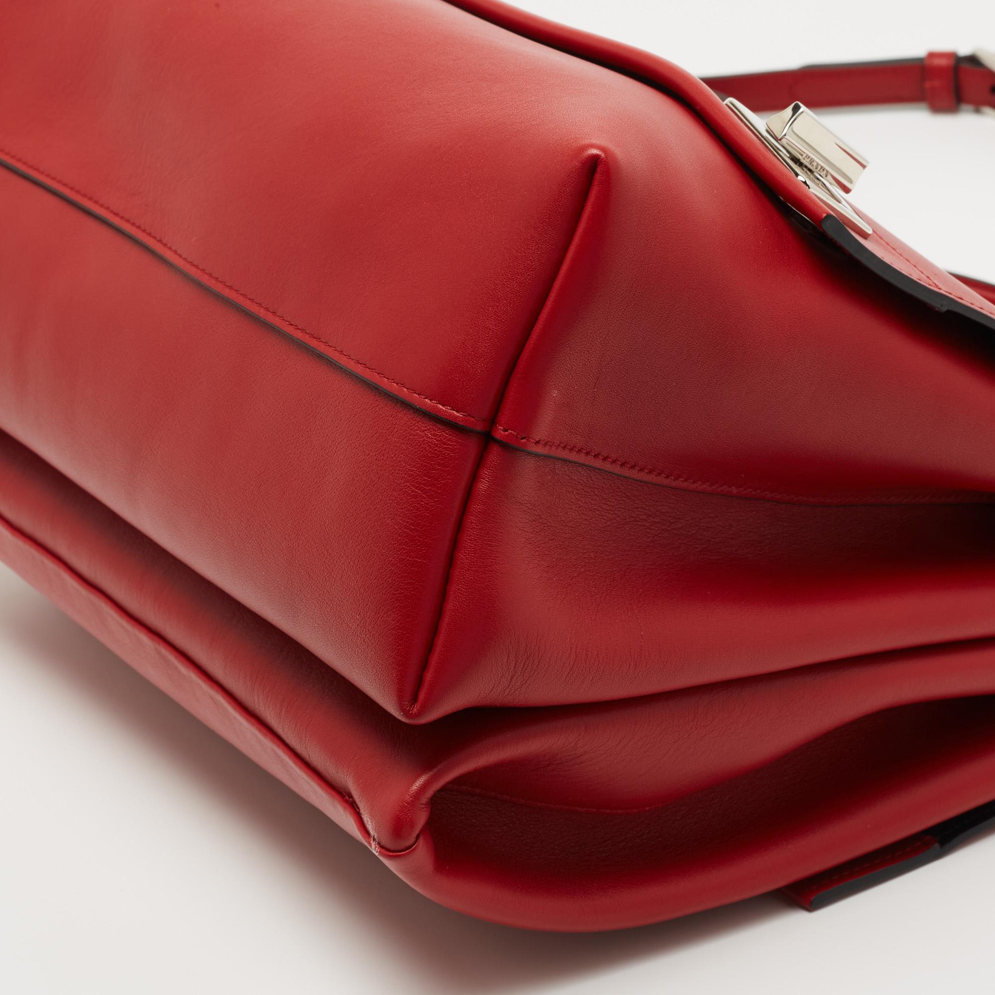 Prada Red Leather Top Handle Bag 3