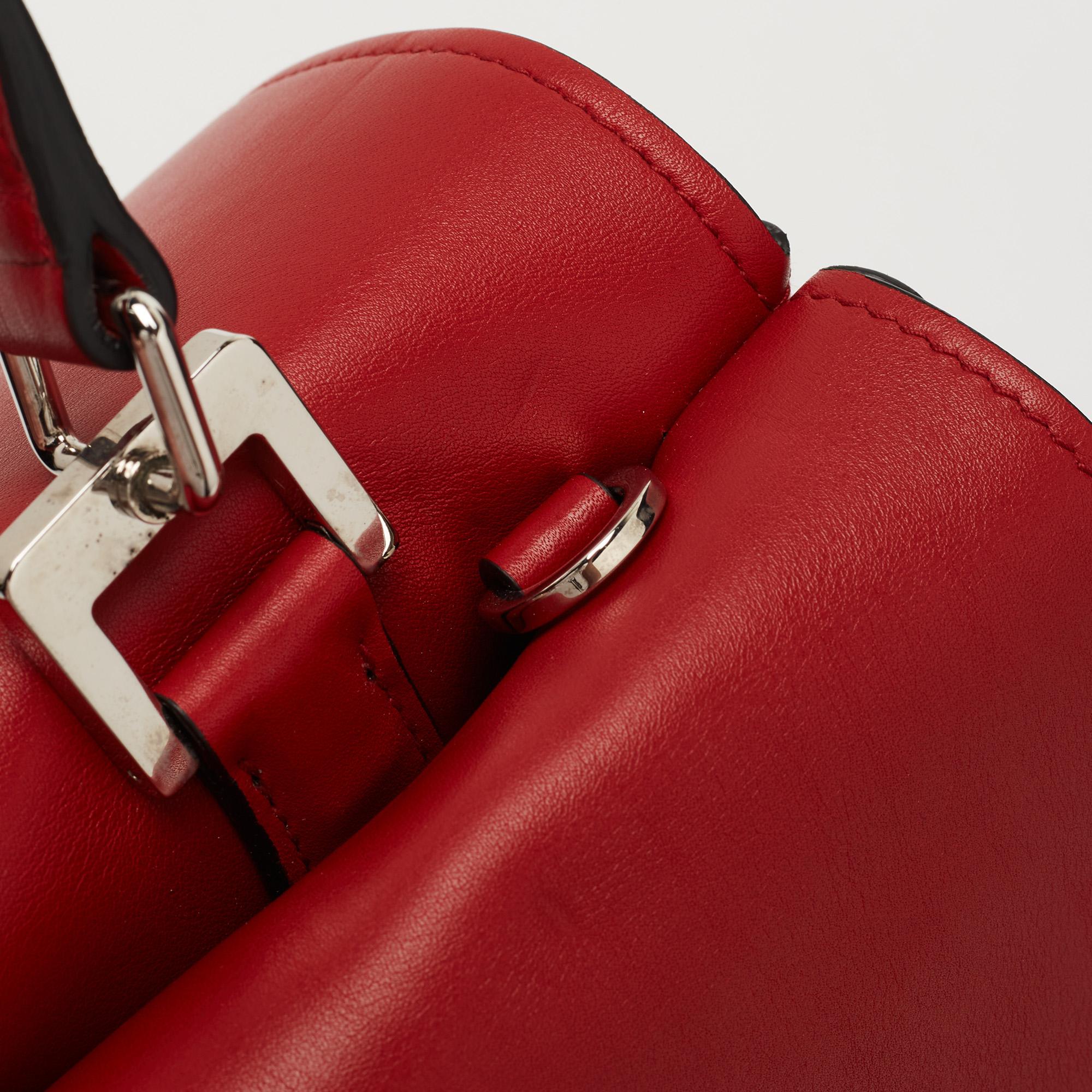 Prada Red Leather Top Handle Bag 4