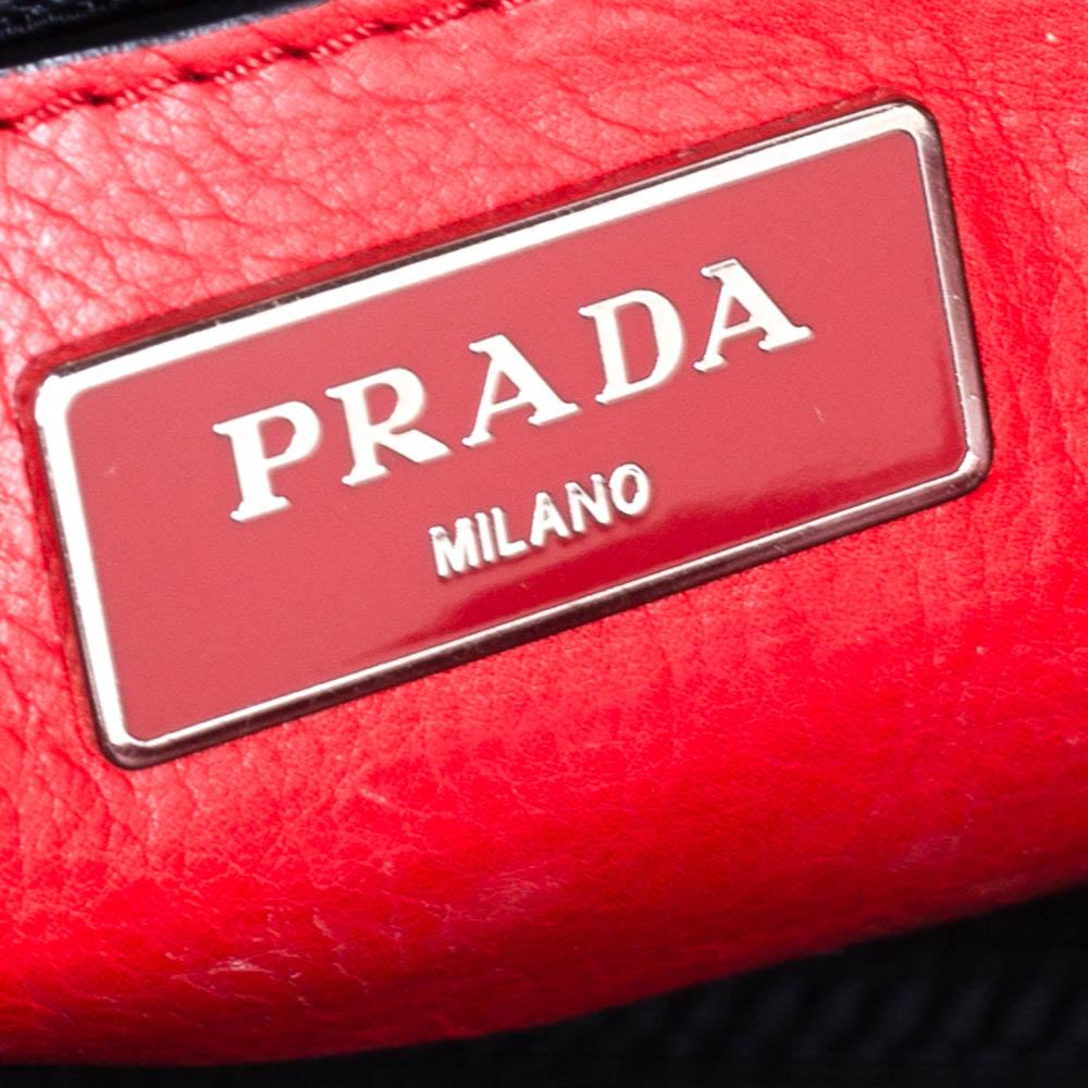 Prada Red Leather Twin Pocket Tote 7