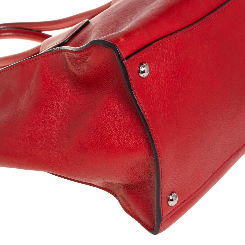 Prada Red Leather Twin Pocket Tote 2