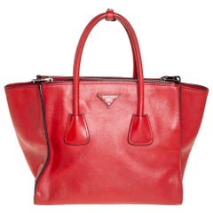 Prada Red Leather Twin Pocket Tote