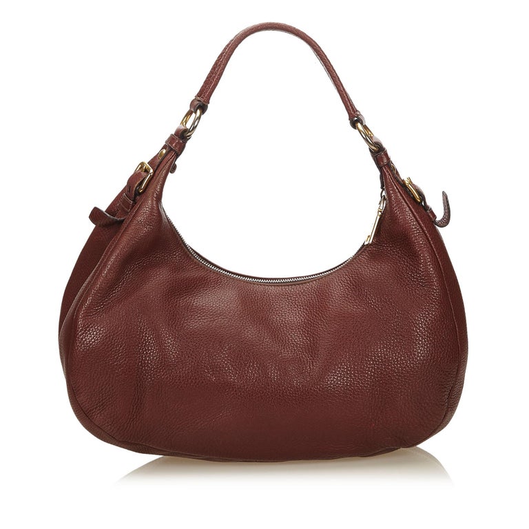 Prada Red Leather Vitello Daino Hobo Bag Italy For Sale at 1stDibs