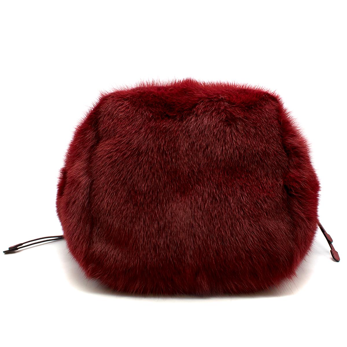 Black Prada Red Mink Fur Top-handle Tote Bag