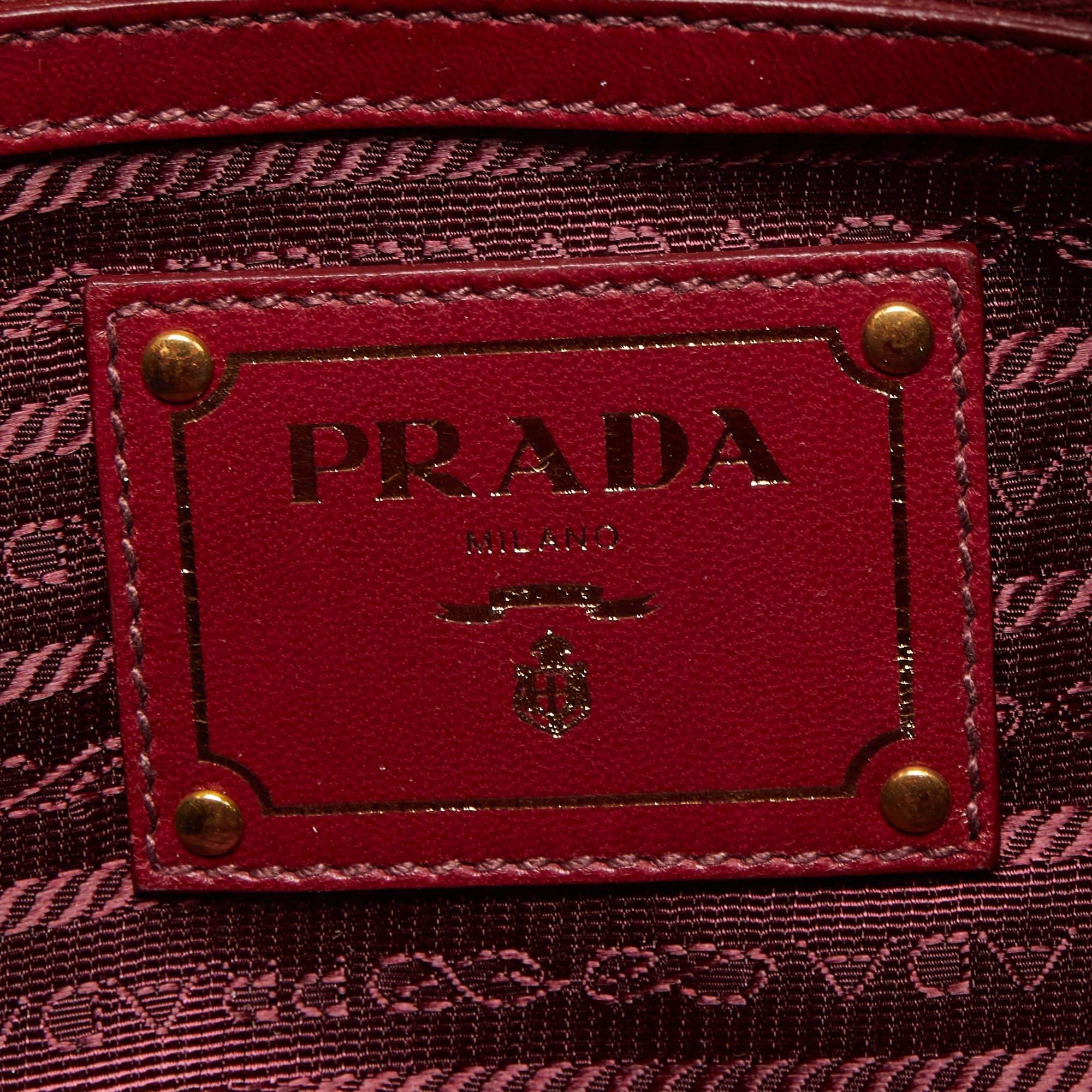 Prada Red Nappa Antique Leather Zip Bow Pouch 3