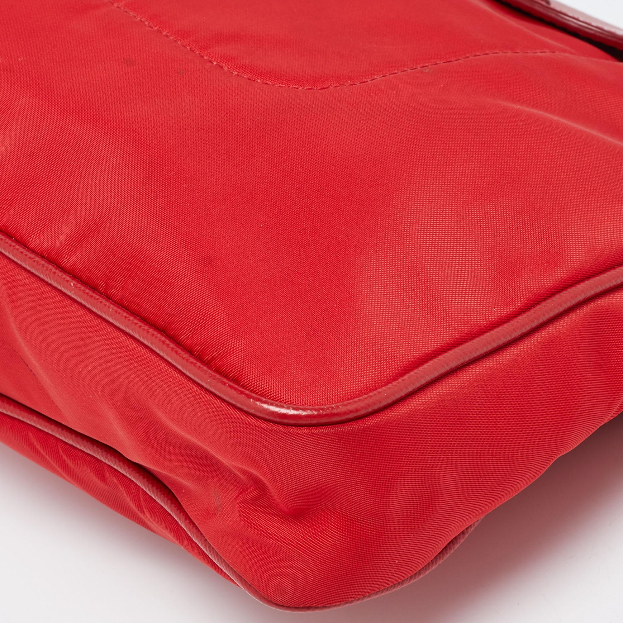 Prada Red Nylon and Leather Crossbody Bag 6