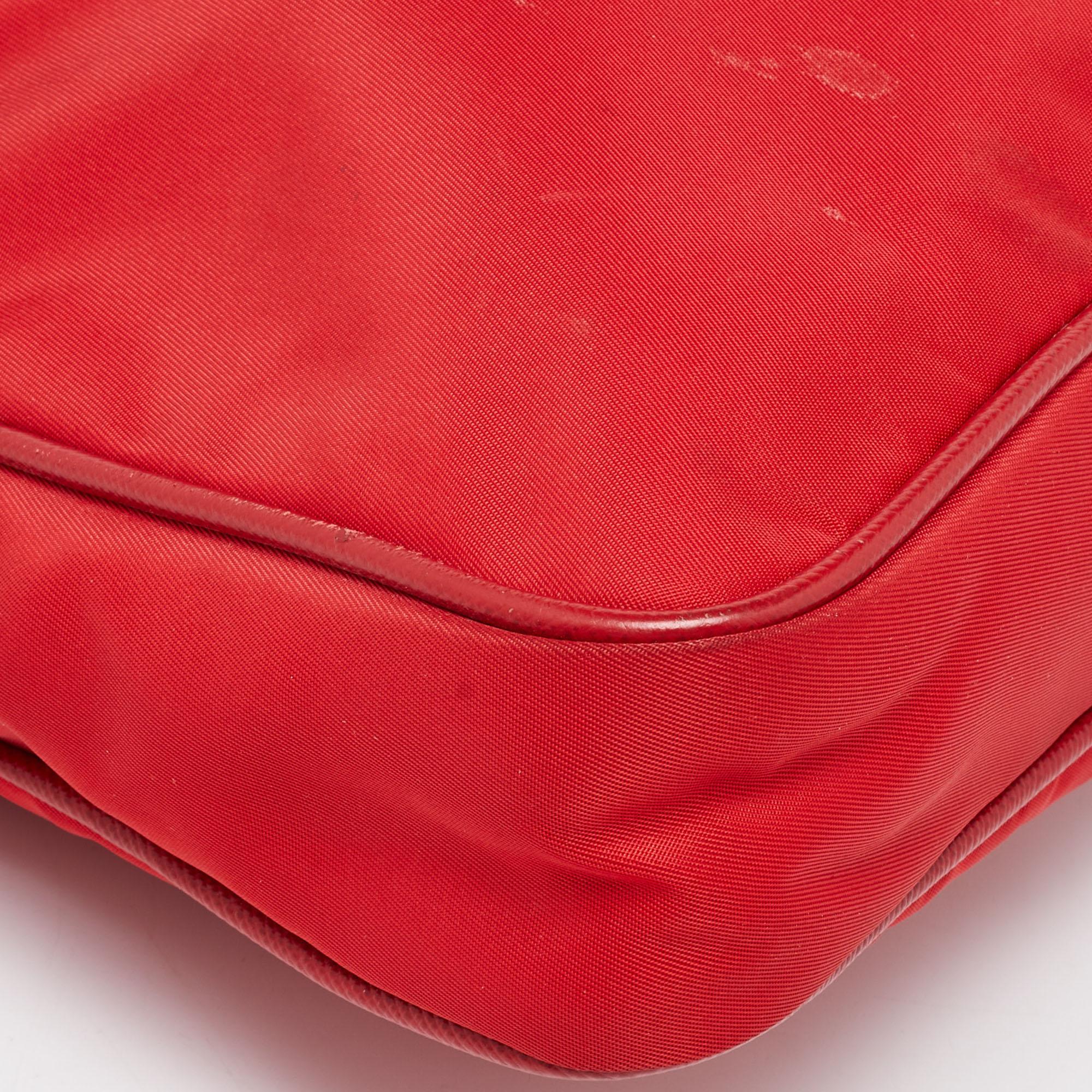 Prada Red Nylon and Leather Crossbody Bag 7