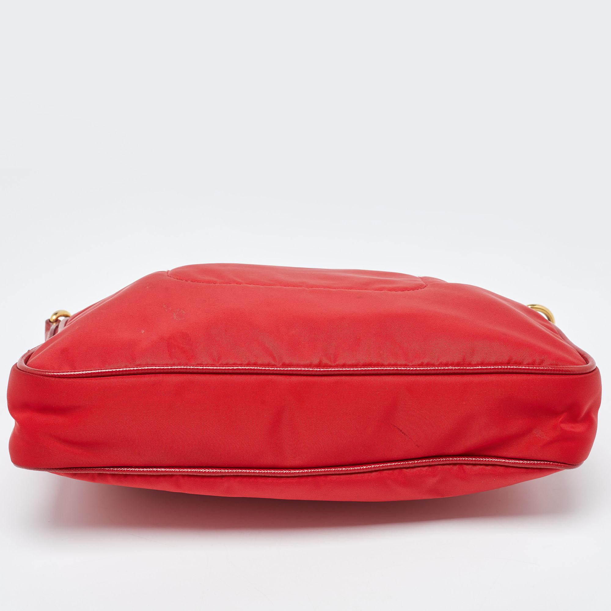 Prada Red Nylon and Leather Crossbody Bag 8
