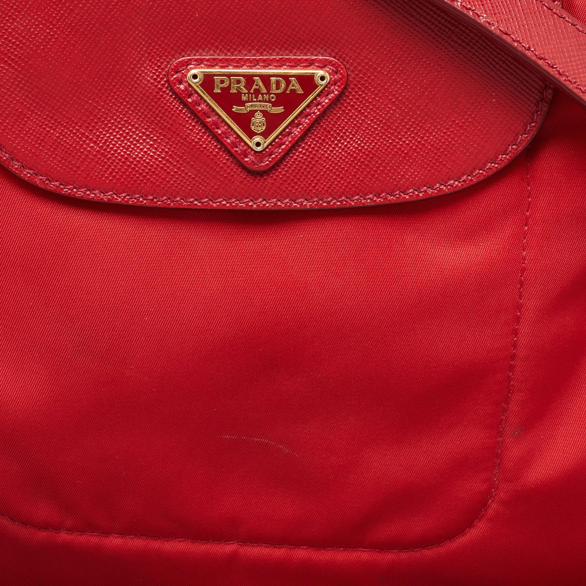 Prada Red Nylon and Leather Crossbody Bag 10