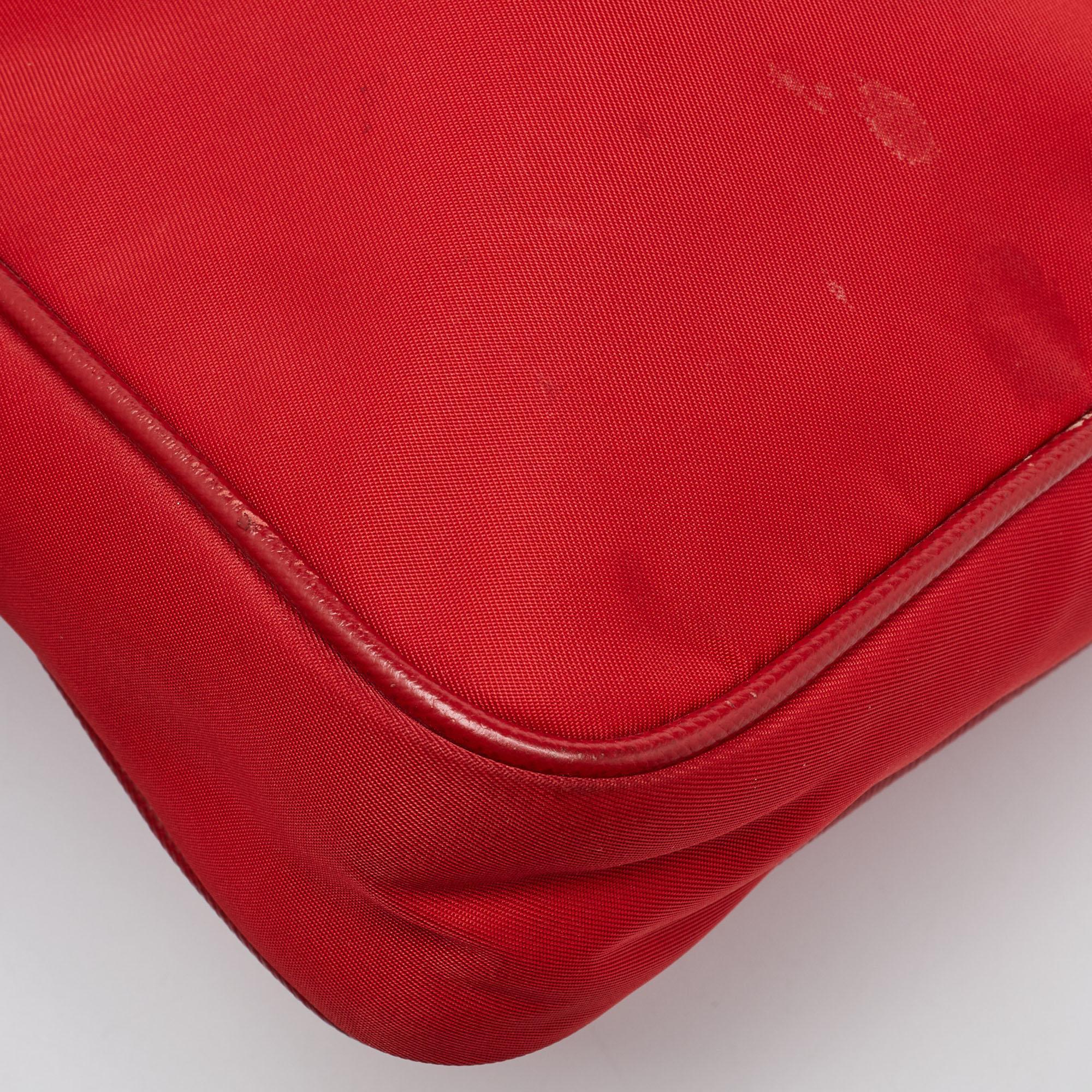 Prada Red Nylon and Leather Crossbody Bag 11