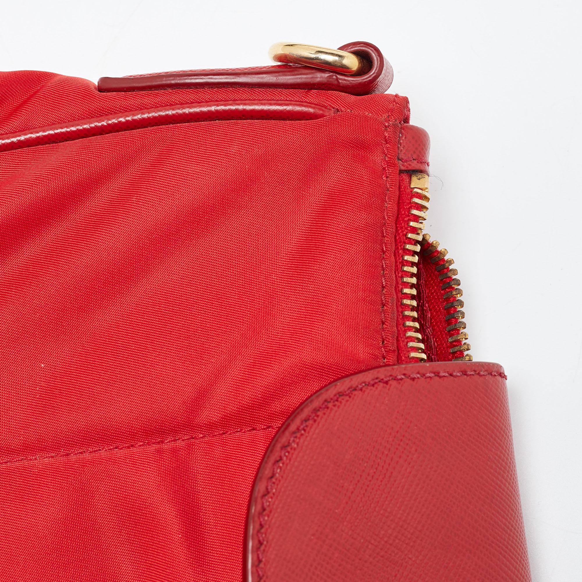 Women's Prada Red Nylon and Leather Crossbody Bag