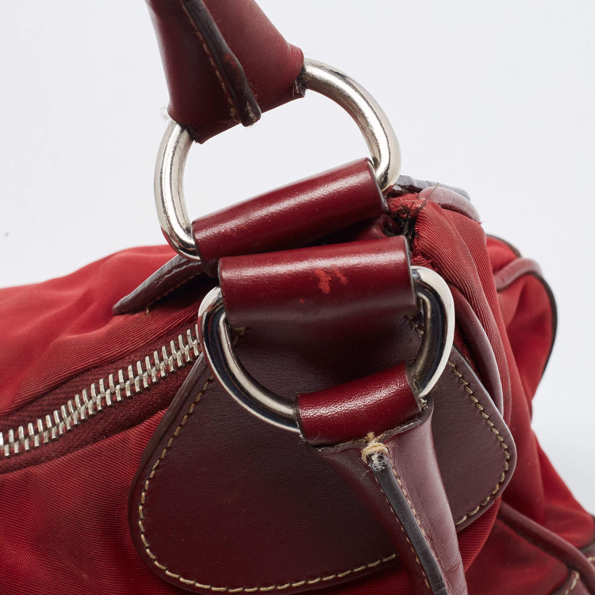 Prada Red Nylon and Leather Shoulder Bag 7