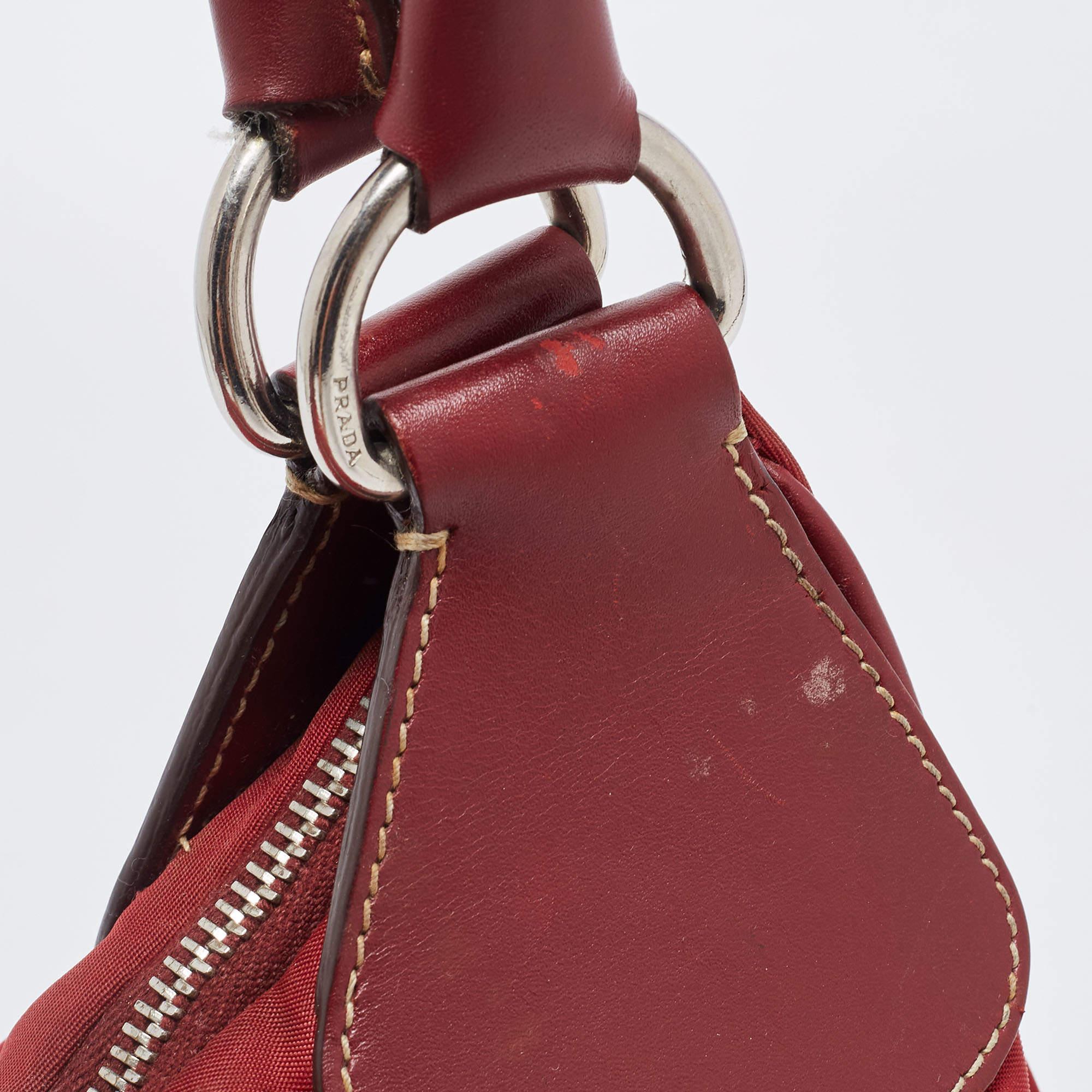 Prada Red Nylon and Leather Shoulder Bag 9
