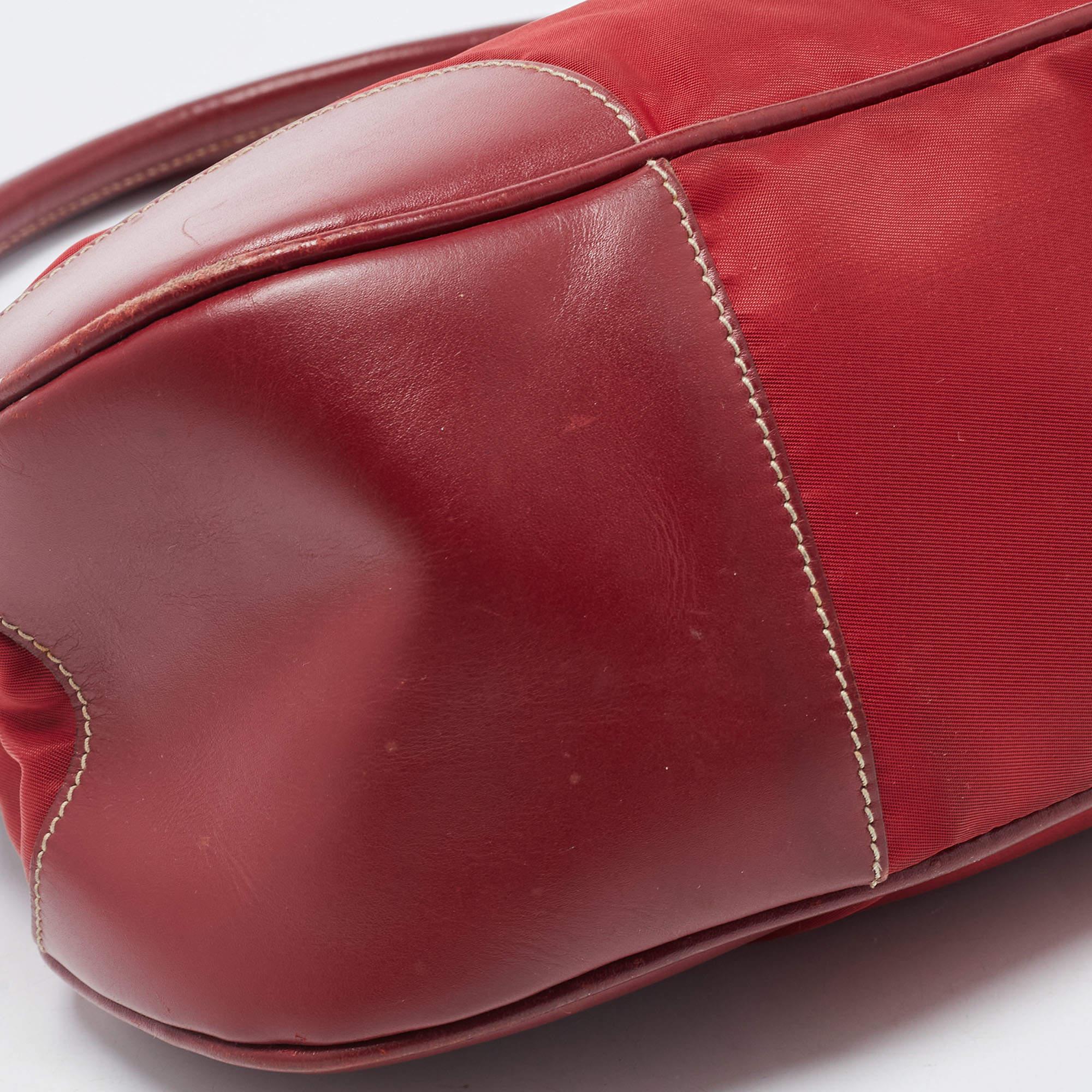 Prada Red Nylon and Leather Shoulder Bag 13