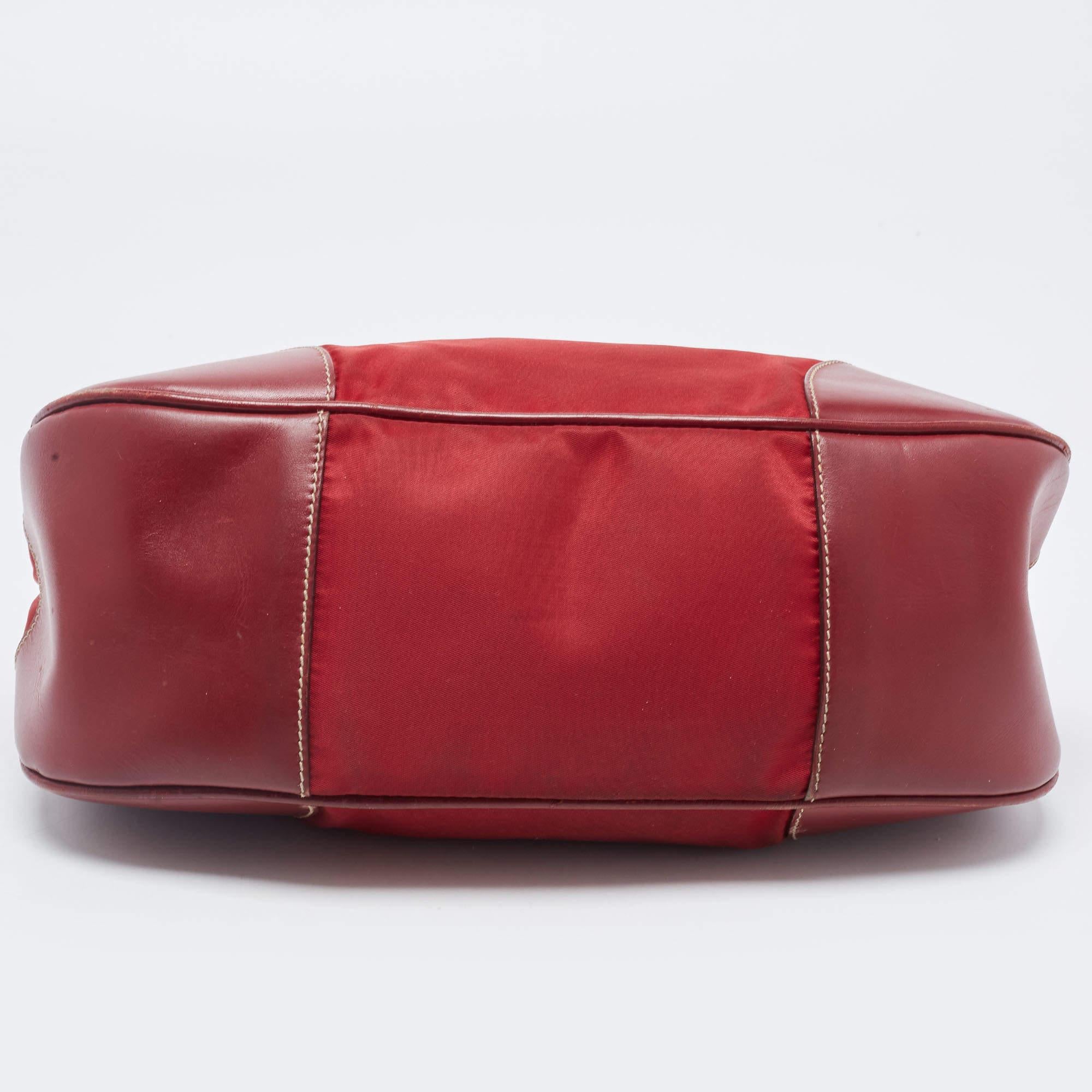 Prada Red Nylon and Leather Shoulder Bag 1