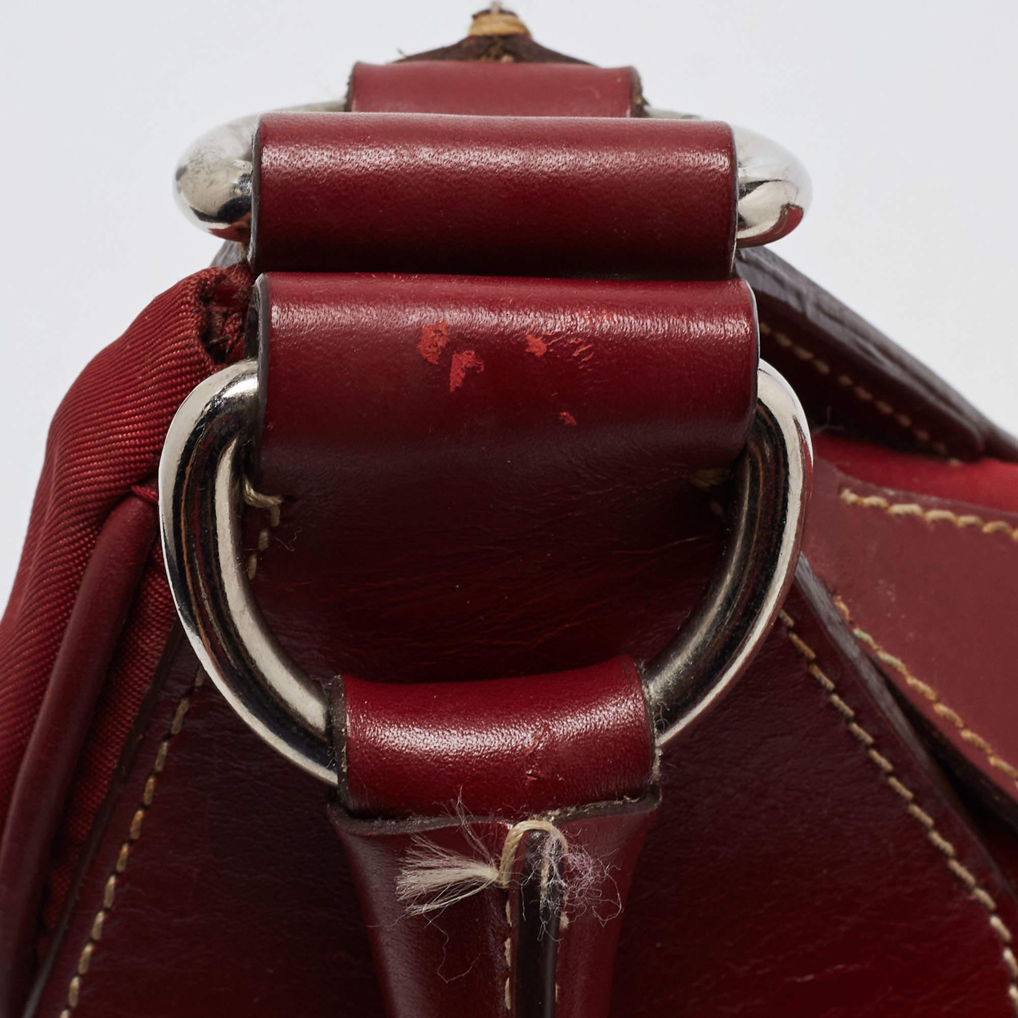 Prada Red Nylon and Leather Shoulder Bag 3