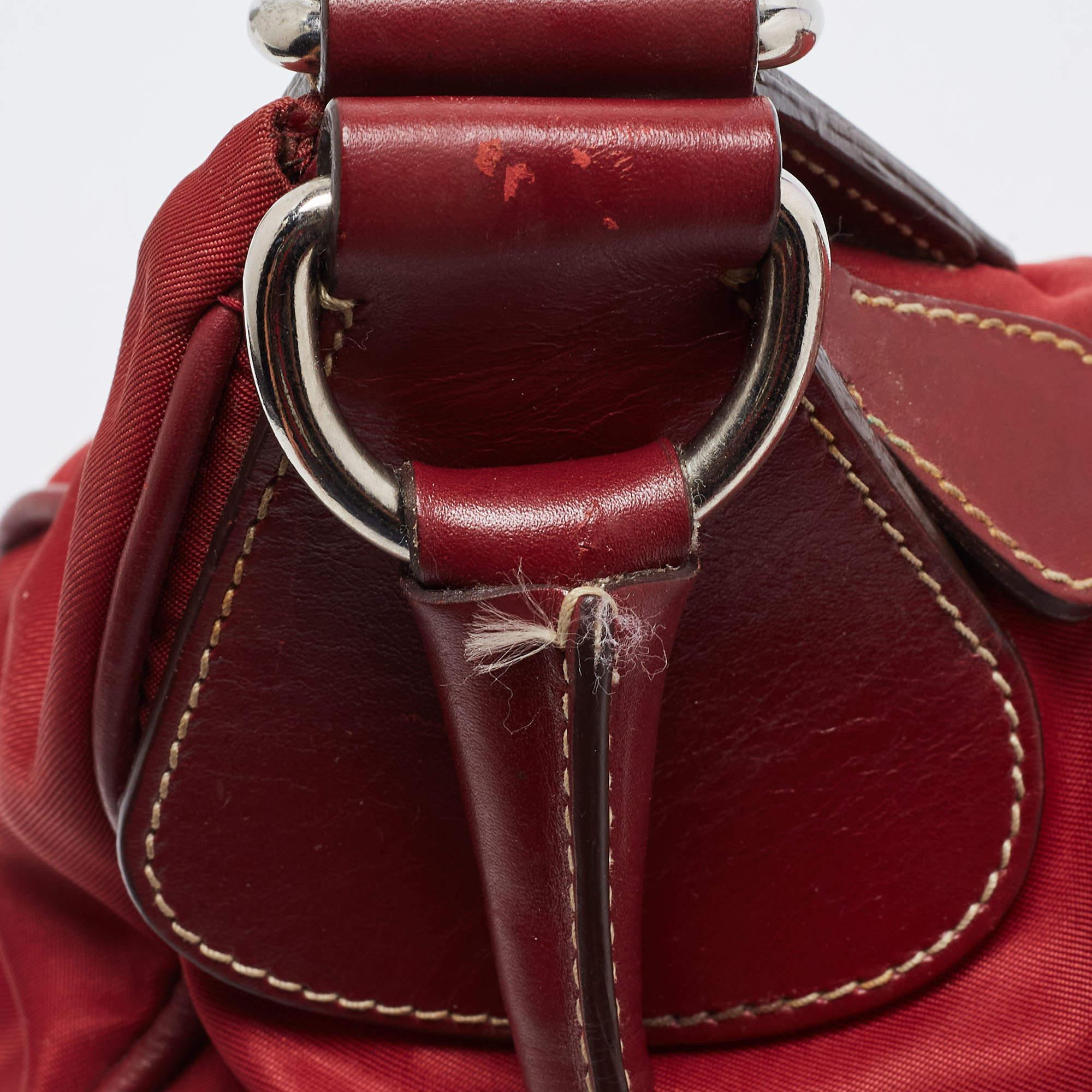 Prada Red Nylon and Leather Shoulder Bag 5