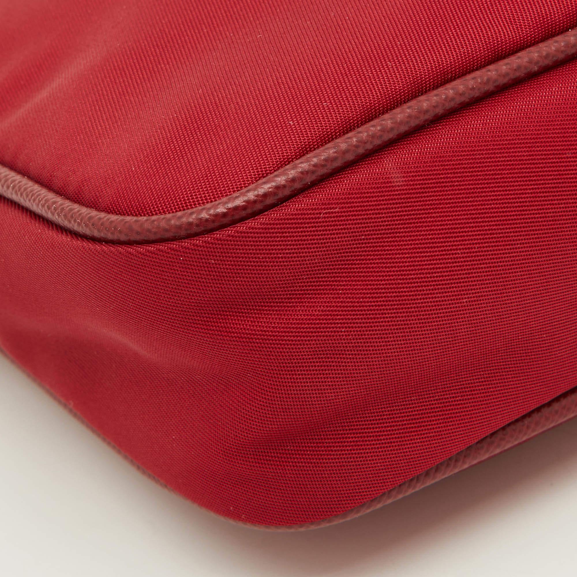 Prada Red Nylon and Saffiano Leather Crossbody Bag 6