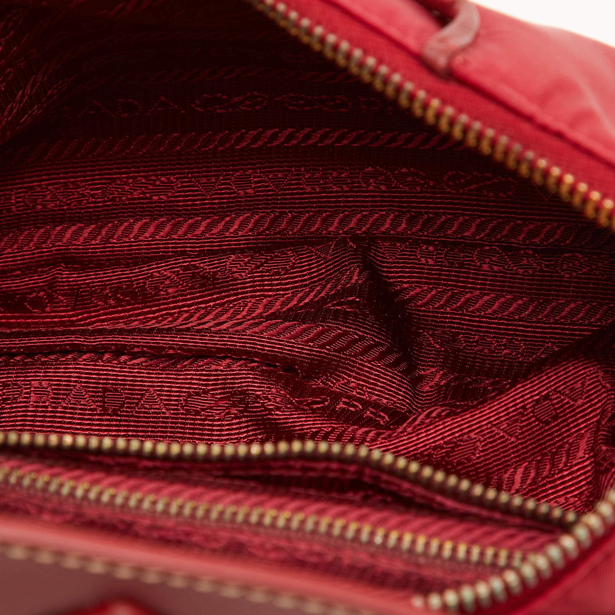 Women's Prada Red Nylon and Saffiano Leather Crossbody Bag