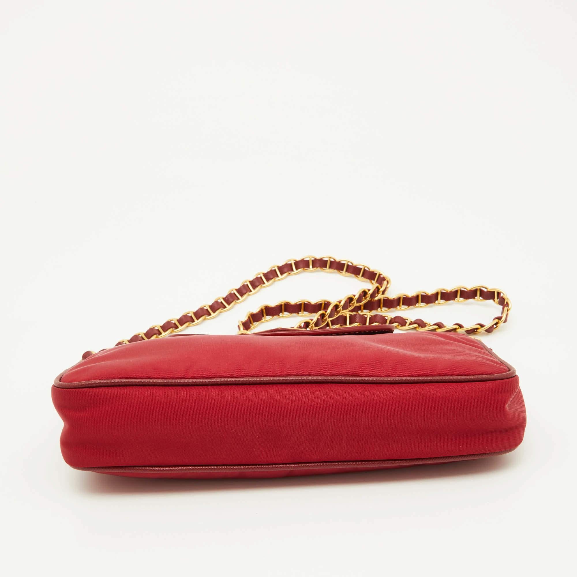 Women's Prada Red Nylon and Saffiano Leather Crossbody Bag