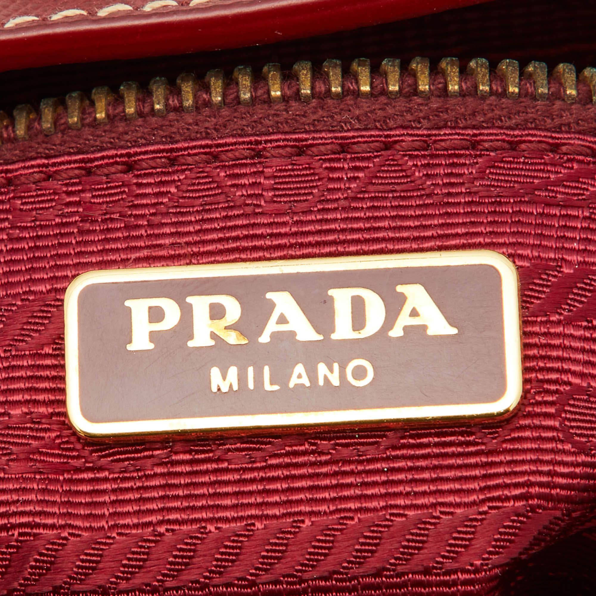 Prada Red Nylon and Saffiano Leather Crossbody Bag 1