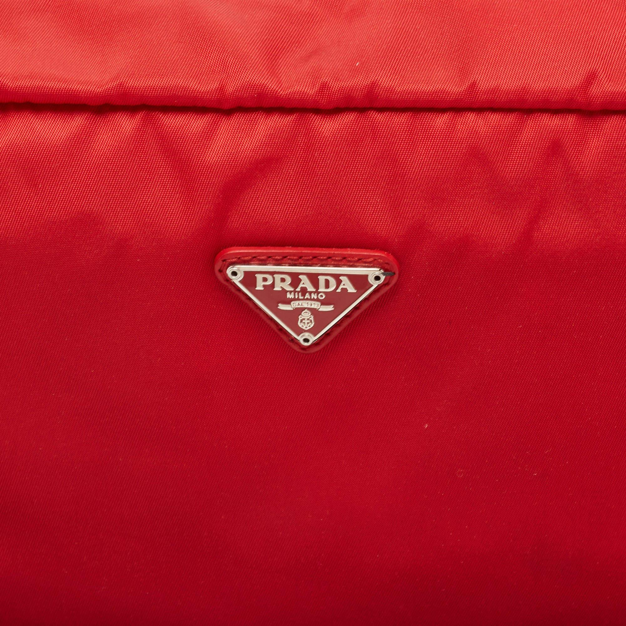 Prada Red Nylon Cosmetic Pouch 7