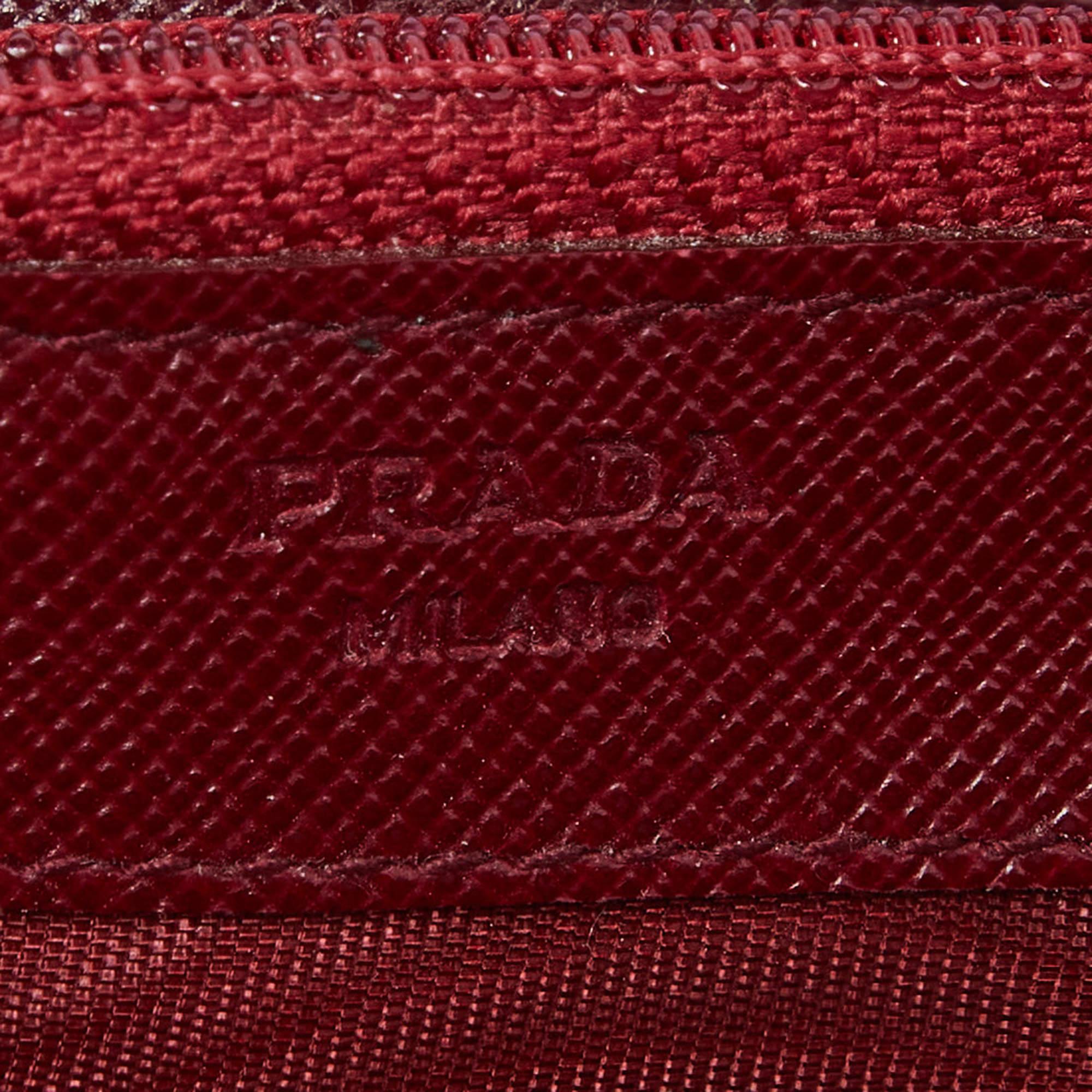 Prada Red Nylon Flap Continental Wallet For Sale 4