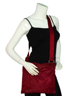 Prada Red Nylon Flat Messenger Crossbody Bag