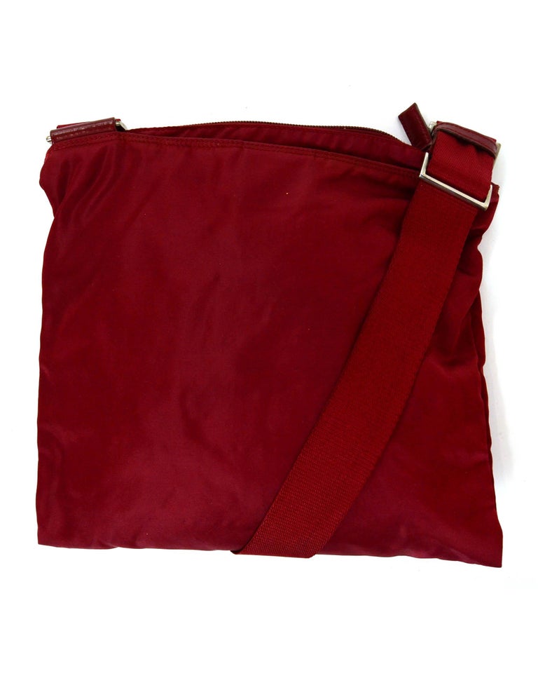 Prada Red Nylon Flat Messenger Crossbody Bag at 1stDibs