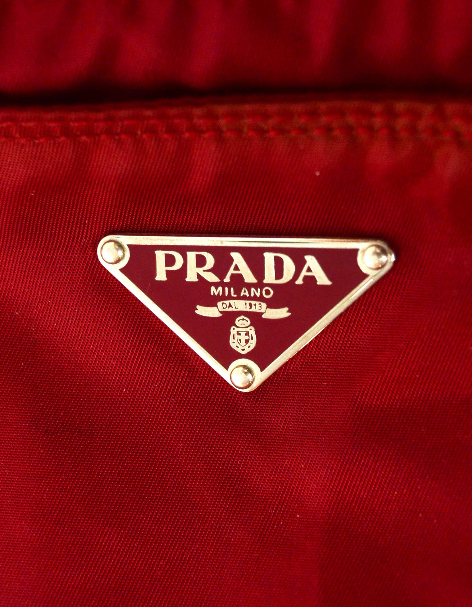 Women's Prada Red Nylon Flat Messenger Crossbody Bag