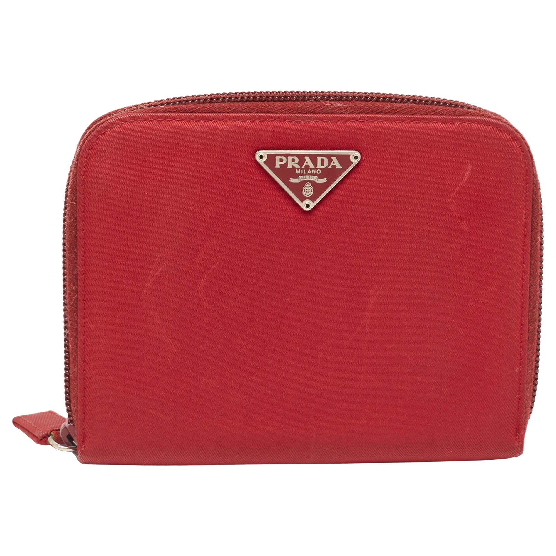 Prada Red Nylon French Flap Wallet