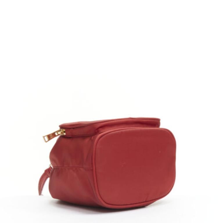 PRADA red nylon gold triangle plate drawstring bucket crossbody shoulder bag 1