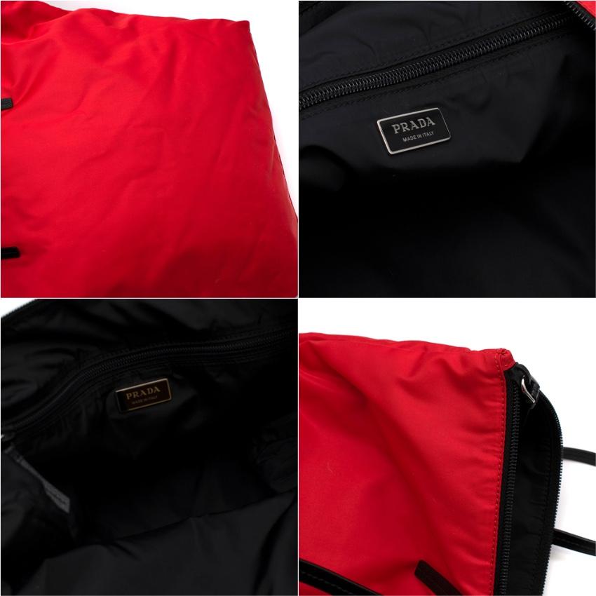 Prada Red Nylon & Saffiano Leather Tote Bag 3