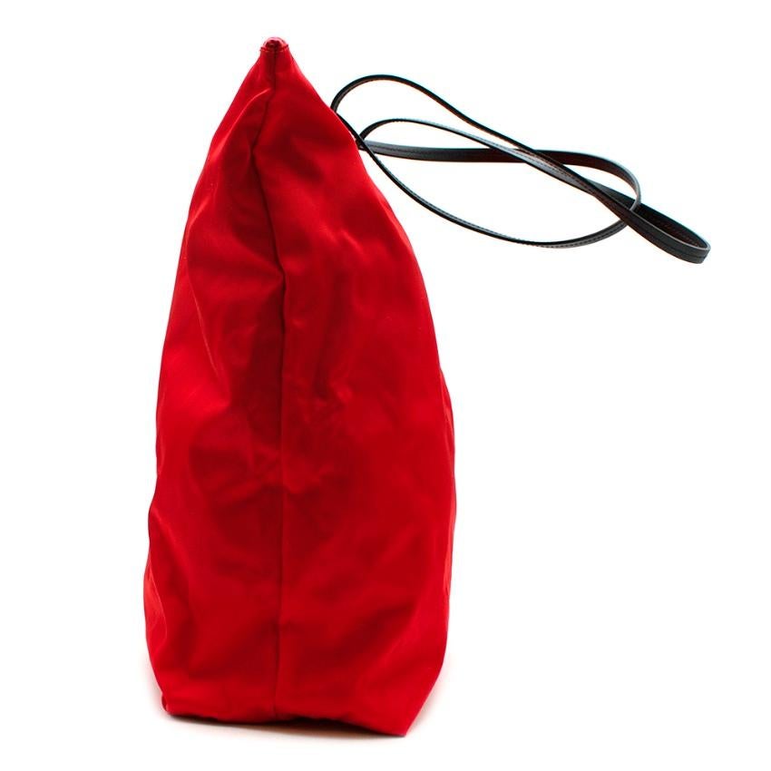 red nylon tote bag