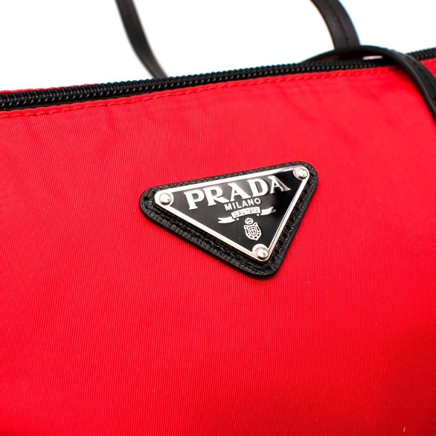 Women's or Men's Prada Red Nylon & Saffiano Leather Tote Bag