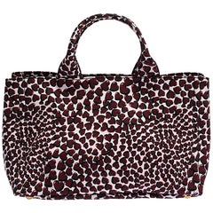 Prada Red Nylon Stampat Heart Print Canapa Tote